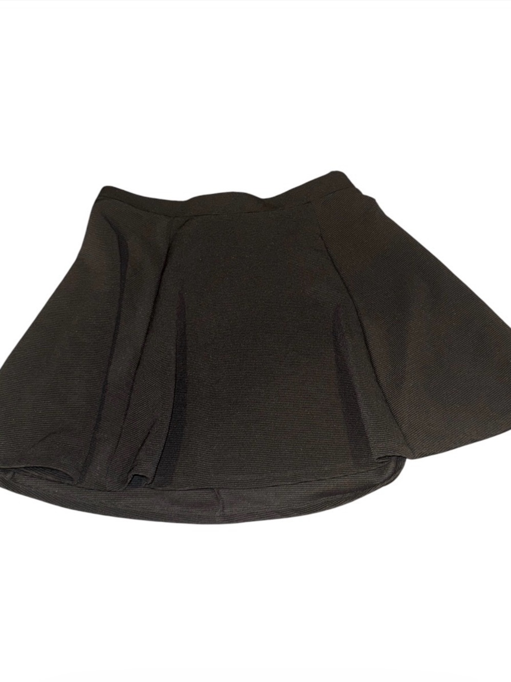 H&M Divided Black Circle Skater Skirt- Ribbed Knit A-Line Mini Size Large